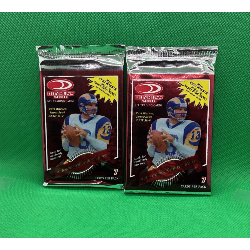 2000 DONRUSS FOOTBALL CARD PACK - TOM BRADY ROOKIE INSERTS - 2 Sealed Packs